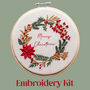 “Merry Christmas” Wreath With Festive Foliage Beginner Embroidery Kit, Hand Embroidery, thumbnail 1 of 5