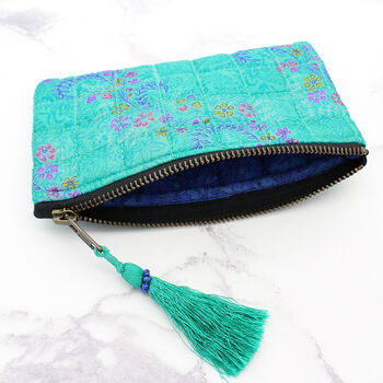 Silk Sari Upcycled Quilted Jewellery Bag, 4 of 7