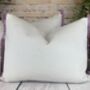 Velvet Optic White With Lilac Pink Fringe Cushion, thumbnail 9 of 10