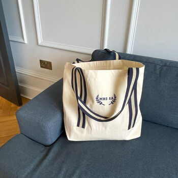 Personalised Embroidered Varsity Wreath Boat Bag, 2 of 4