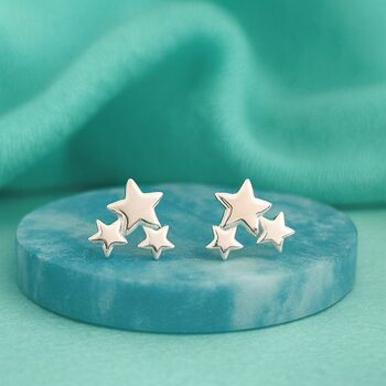 30th Birthday Sterling Silver Three Star Stud Earrings, 2 of 8