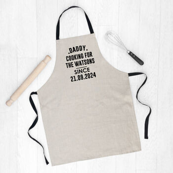 Personalised Cooking Since Linen Apron, 4 of 5