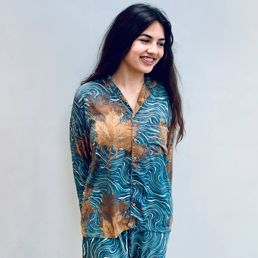 Indian Silk Pyjamas Gold Leaf By Suzie Bidlake 