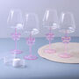 G Decor Blush Bow Handmade Set Of Four Pink Wine Glasses – Delicate Bow Design Stemware, thumbnail 1 of 3