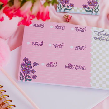 Checkered Floral A5 Weekly Notepad, 2 of 4