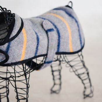 Striped Recycled Wool And Fleece Dog Coat, 2 of 9