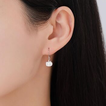 Pumpkin Drop Hook Earrings In Sterling Silver, 2 of 11