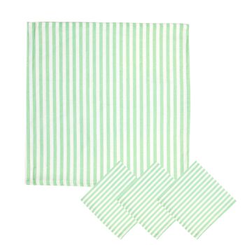 Cotton Linen Stripe Napkins Green/Ivory • Set Of Four, 2 of 4