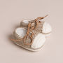 Hand Crochet Leather Laced Baby Shoes, thumbnail 3 of 7