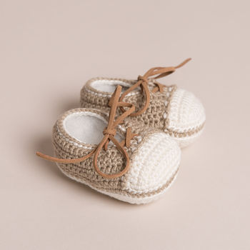 Hand Crochet Leather Laced Baby Shoes, 3 of 7