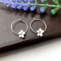 Sterling Silver Cherry Blossom Flower Hoop Earrings, thumbnail 3 of 9