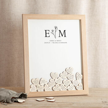 Floral Line Drawing Drop Top Frame Wedding Guest Book, 2 of 5