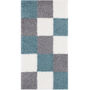 The Rugs Geometric Shaggy Rug Duck Egg Blue Checkered Rug, thumbnail 9 of 12