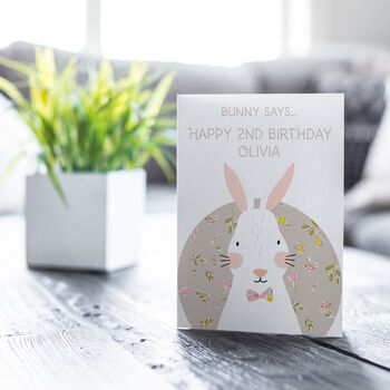 Bunny Says Personalised Birthday Card, 2 of 2