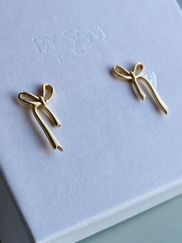 Silver And Gold Bow Bridesmaid Earrings, 7 of 12