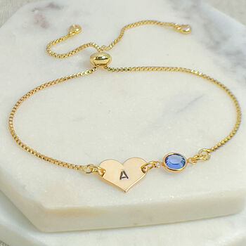 Gold Plated Initial And September Birthstone Bracelet, 3 of 6