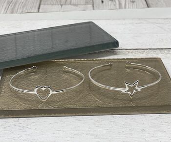 Simple Sterling Silver Heart Or Star Bangle, 3 of 5
