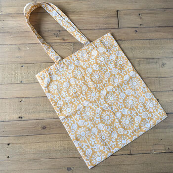 Slim Block Print Tote Bags, Fair Trade Reusable Shopping Bags Handmade In India, 4 of 6