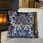 Luxury Velvet Cushion Winter Navy Blue And Gold Optional Piping, thumbnail 5 of 5