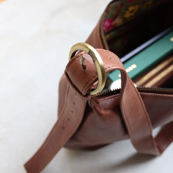 Leather Crescent Crossbody Shoulder Bag, 8 of 10