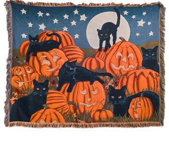 Halloween Black Cat And Pumpkin Blanket, 5 of 8