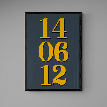 Personalised Special Date Grey And Yellow Wall Art, 5 of 7