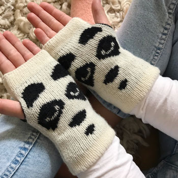 Childrens Panda Bear Fingerless Gloves, 2 of 8