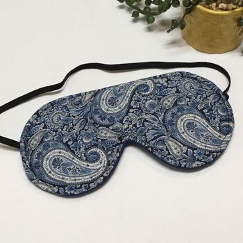 Cotton Eye Mask In Liberty Of London Blue Paisely, 2 of 3