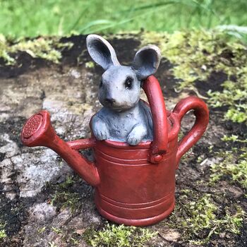 Two Bunny Watering Can Fairy Garden Ornaments In Bag, 3 of 8