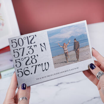 Personalised Copper Coordinates And Photo Metal Print, 2 of 7