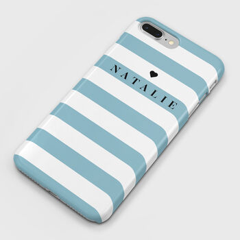 Personalised Blue Stripes Phone Case, 5 of 6