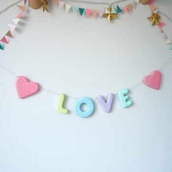 Handmade Handpainted Pastel Love And Heart Garland, 3 of 4