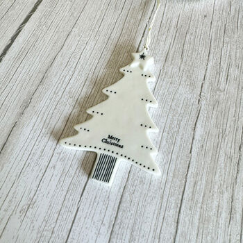 Porcelain Merry Christmas Tree Hanger Ornament, 4 of 4