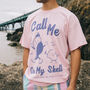 Call Me On My Shell Men's Staycation Slogan T Shirt, thumbnail 1 of 4
