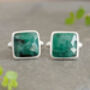 10ct Emerald Cufflinks In Sterling Silver, thumbnail 1 of 2