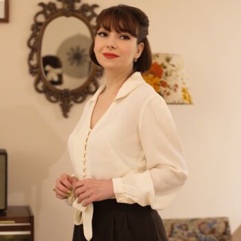 Clarice Blouse In Cream Vintage 1940s Style, 2 of 2