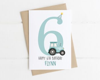 Personalised Children's Birthday Card Tractor, 8 of 8