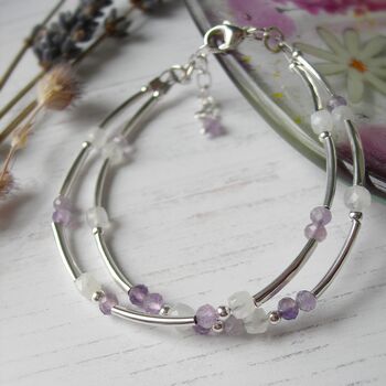 Amethyst And Moonstone Double Stranded Bracelet, 6 of 6