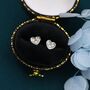 Tiny Opal Heart Stud Earrings In Sterling Silver, thumbnail 5 of 12