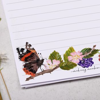 A5 Letter Writing Paper With Butterfly And Blackberries, 2 of 4