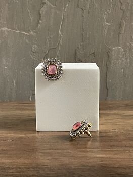 Amy Pink And Cz Oversized Studs, 3 of 6