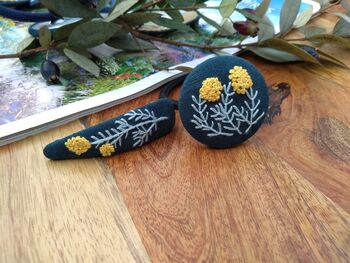 Set Of Two Hand Embroidered Hair Button And Hair Clip, 6 of 10