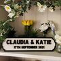Personalised Civil Ceremony Name Wooden Double Roadsign, thumbnail 6 of 8