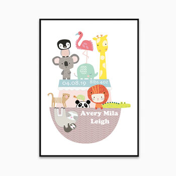 New Baby Noah's Ark A4 Personalised Print, 2 of 2