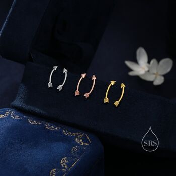 Minimalist Curved Arrow Crawler Earrings, 2 of 9