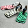 Checkerboard Recycled Leather Travel Tag Father's Day Gift, thumbnail 1 of 4
