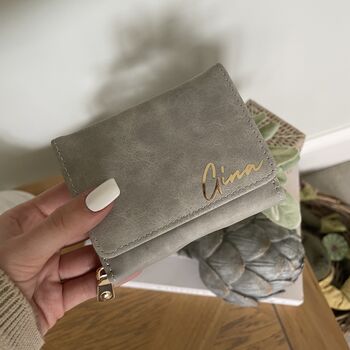 Personalised Grey Small Zip Purse Wallet, 5 of 5