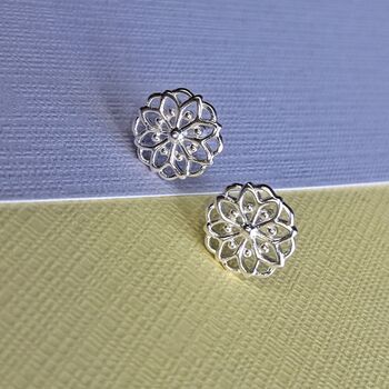 Ethical Silver Boho Mandala Studs, 2 of 5