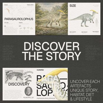 Large Hand Painted Parasaurolophus Skull Dinosaur Sculpture Museum Quality 3D Resin Fossil Model On Black Metal Stand, Statement Home Decor, 4 of 4