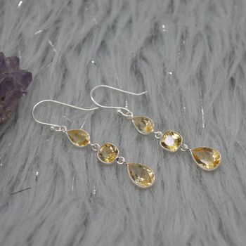 Citrine Teardrop Dangle Earrings: 925 Silver, 7 of 9
